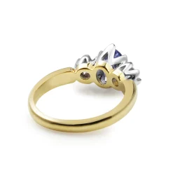 18ct Yellow and White Gold 3 Stone Sapphire and Diamond Ring
