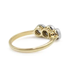 18ct Yellow and White Gold Sapphire and Diamond 3 Stone Ring