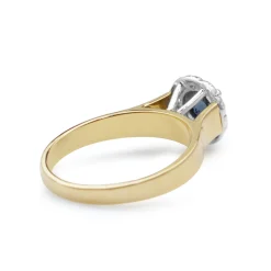 18ct Yellow and White Gold Sapphire and Diamond Vintage Halo Ring
