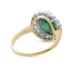 18ct Yellow and White Gold Vintage Emerald and Diamond Ring