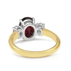 18ct Yellow and White Gold Oval Ruby and Diamond 3 Stone Ring