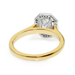 18ct Yellow and White Gold Vintage Style Rose Cut Diamond Halo Ring