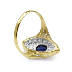 18ct Yellow and White Gold Antique Sapphire and Diamond Ring