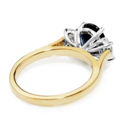 18ct Yellow and White Gold Sapphire and Diamond Oval 3 Stone Ring