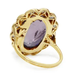 18ct Yellow and White Gold Antique Amethyst and Rose Cut Diamond Ring