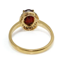 9ct Yellow and White Gold Garnet and Diamond Halo Ring