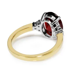 18ct Yellow and White Gold Garnet and Diamond Ring