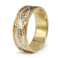 18ct Yellow and White Gold Vintage Band