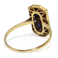 18ct Yellow and White Gold Art Deco Sapphire and Diamond Ring