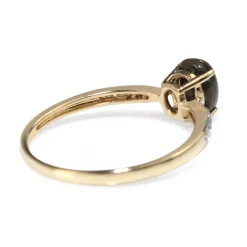 9ct Yellow and White Gold Black Opal and Diamond Ring