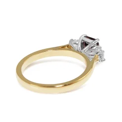 18ct Yellow and White Gold Spinel and Rose Cut Diamond 3 Stone Ring