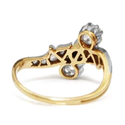 18ct Yellow and White Gold Antique Pearl and Diamond 'Moi et Toi' Ring