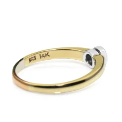 14ct Yellow and White Gold Diamond Bezel Solitaire Ring