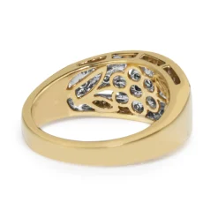 9ct Yellow and White Gold Floral Style Diamond Band Ring