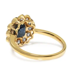 18ct Yellow and White Gold Sapphire and Diamond Daisy Ring