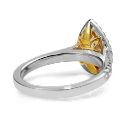 18ct Yellow and White Gold Yellow Pear Diamond Halo Ring
