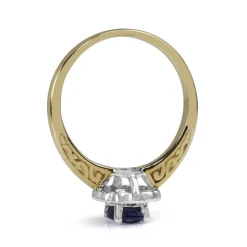 9ct Yellow and White Gold Sapphire and Diamond Daisy Ring
