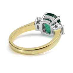 18ct Yellow and White Gold Emerald and Diamond 3 Stone Ring