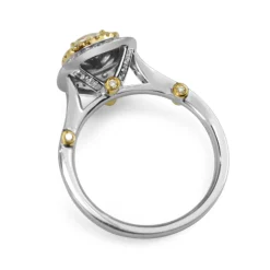 18ct Yellow and White Gold Cushion Double Halo Ring