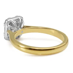 18ct Yellow and White Gold Deco Style Asscher Cut Diamond Halo Ring