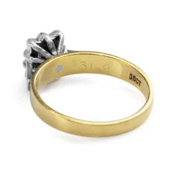 18ct Yellow and White Gold Baguette Diamond Halo Ring