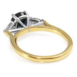 18ct Yellow and White Gold Cushion Sapphire and Pear Diamond 3 Stone Ring