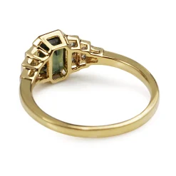 18ct Yellow and White Gold Green Sapphire and Diamond Ring