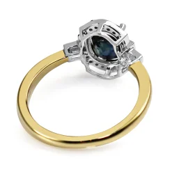 18ct Yellow and White Gold Deco Style Sapphire and Diamond Ring