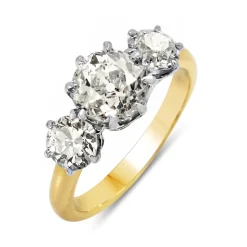 18ct Yellow and White Gold Victorian Style Old Cut Diamond 3 Stone Ring