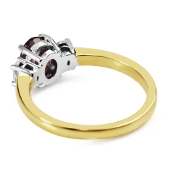 18ct Yellow and White Gold Oval Ruby and Diamond 3 Stone Ring