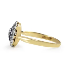 18ct Yellow and White Gold Antique Sapphire and Diamond Daisy Ring