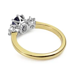 18ct Yellow and White Gold Cornflower Blue Sapphire and Old Cut Diamond Ring