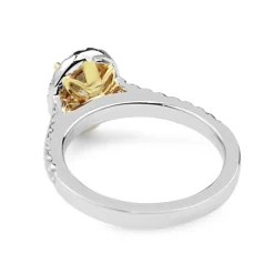 18ct Yellow and White Gold Oval Yellow Diamond Halo Ring