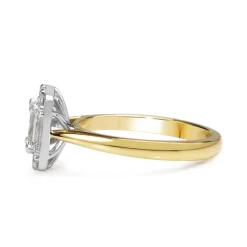 18ct Yellow and White Gold Emerald and Baguette Diamond Ring