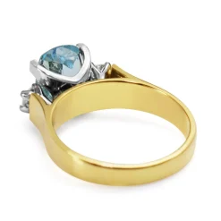18ct Yellow and White Gold Vintage Aquamarine and Diamond 3 Stone Ring