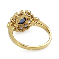 18ct Yellow and White Gold Sapphire and Diamond Daisy Ring