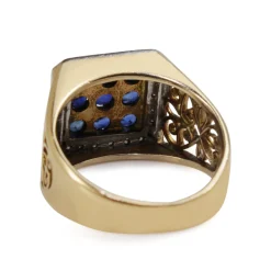 14ct Yellow and White Gold Sapphire and Diamond Cluster Ring