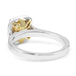 18ct Yellow and White Gold Cushion Halo Diamond Ring