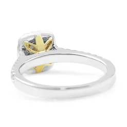 18ct Yellow and White Gold Yellow Cushion Diamond Halo Ring