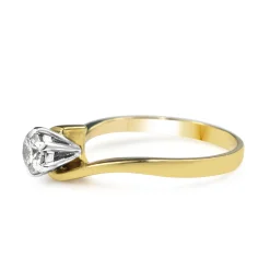 18ct Yellow and White Gold Vintage Twist Solitaire Ring