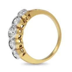 18ct Yellow and White Gold Vintage Bezel 5 Stone Diamond Ring