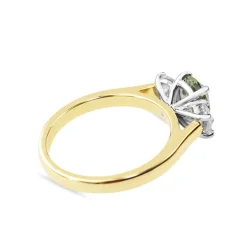 18ct Yellow and White Gold Natural Alexandrite and Diamond 3 Stone Ring
