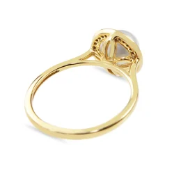 9ct Yellow and White Gold Fresh Water Pearl and Diamond Halo Ring