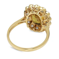 18ct Yellow and White Gold Yellow Sapphire and Diamond Daisy Ring