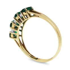 9ct Yellow and White Gold 4 Stone Gilson Emerald and Diamond Ring
