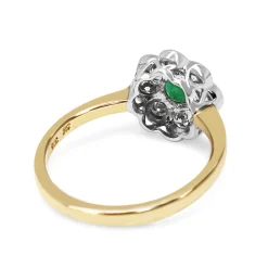 9ct Yellow and White Gold Emerald and Diamond Daisy Ring