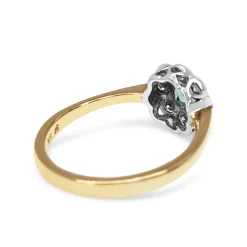 9ct Yellow and White Gold Emerald and Diamond Daisy Flower Ring