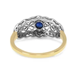 9ct Yellow and White Gold Sapphire and Diamond Vintage Style Ring