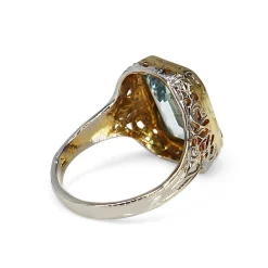 14ct Yellow and White Gold Vintage Aquamarine Ring