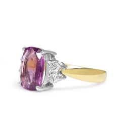 18ct Yellow and White Gold Pink Sapphire and Diamond Ring